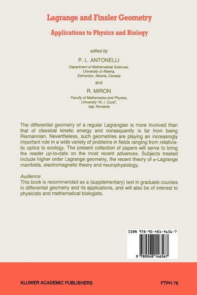 Produktbild: Lagrange and Finsler Geometry