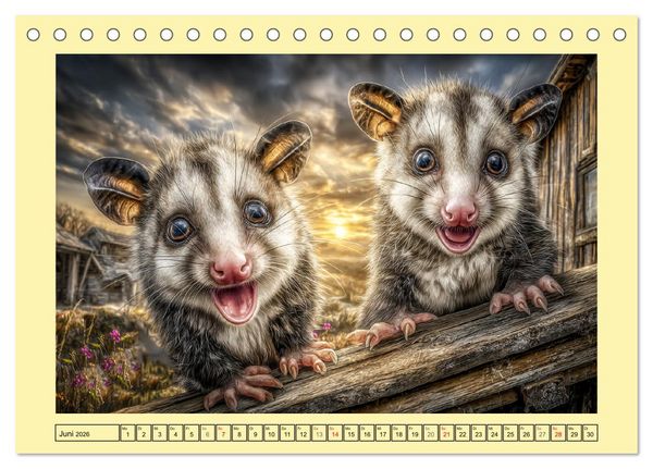 Produktbild: Sanfte Beutelratten. Opossums im stillen Rhythmus der Natur (Tischkalender 2026 DIN A5 quer), CALVENDO Monatskalender