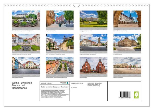 Produktbild: Gotha - zwischen Barock und Renaissance (Wandkalender 2026 DIN A3 quer), CALVENDO Monatskalender