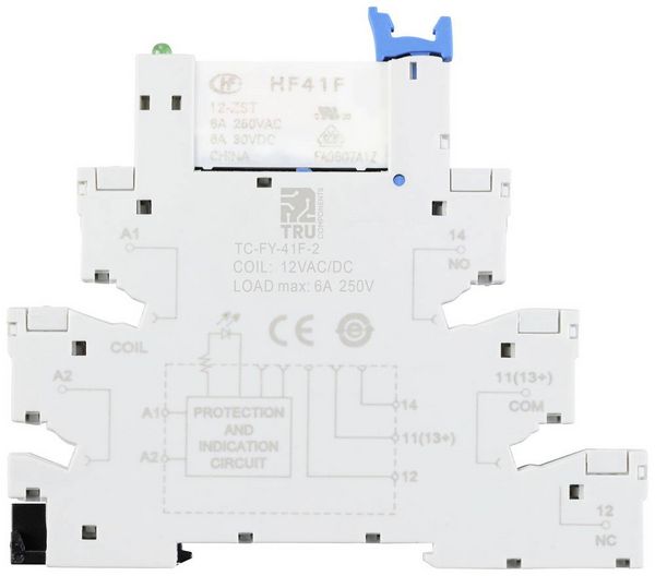 Produktbild: TRU COMPONENTS TC-FY-41F-2 12V Industrierelais Nennspannung: 12 V/DC, 12 V/AC Schaltstrom (max.): 6 A 1 &Ouml;ffner, 1 Schlie&szlig;er 1 St.