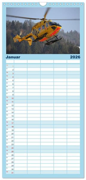Produktbild: Familienplaner 2026 - Helikopter in der Luft mit 5 Spalten (Wandkalender, 21 x 45 cm) CALVENDO