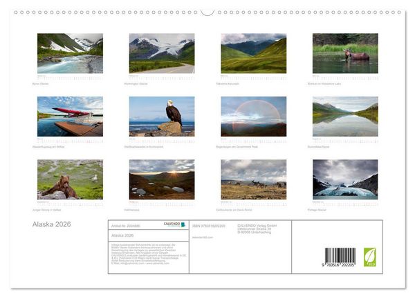 Produktbild: Alaska 2026 (hochwertiger Premium Wandkalender 2026 DIN A2 quer), Kunstdruck in Hochglanz