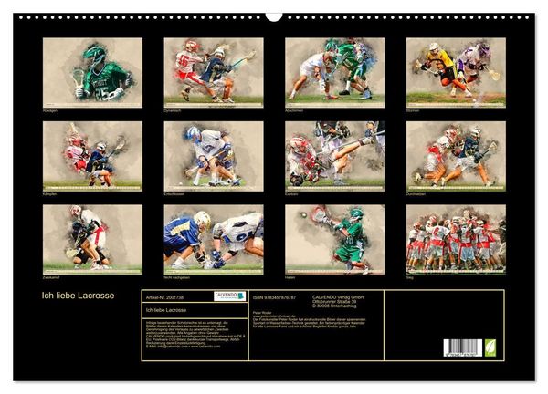 Produktbild: Ich liebe Lacrosse (Wandkalender 2026 DIN A2 quer), CALVENDO Monatskalender