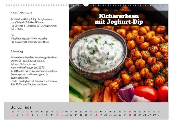 Produktbild: Rezepte f&uuml;r die Hei&szlig;luftfritteuse - vegetarisch, schnell und einfach (hochwertiger Premium Wandkalender 2026 DIN A2 quer), Kunstdruck in Hochglanz