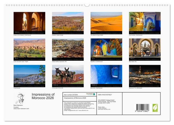 Produktbild: Impressions of Morocco 2026 (High Quality Premium Wall Calendar 2026 DIN A2 landscape),CALVENDO 12 Month Wall Calendar