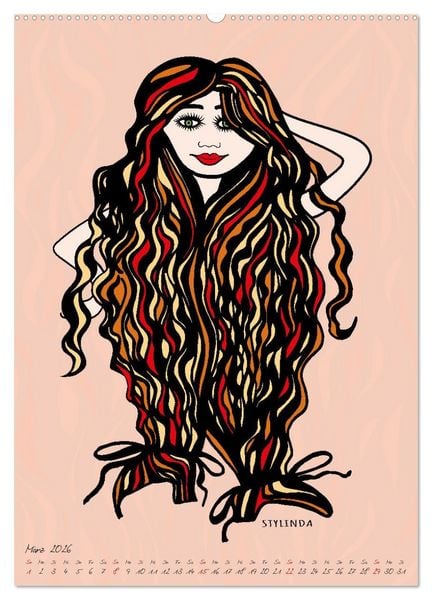 Produktbild: Die HAIRSTYLAS Trendfrisuren (hochwertiger Premium Wandkalender 2026 DIN A2 hoch), Kunstdruck in Hochglanz