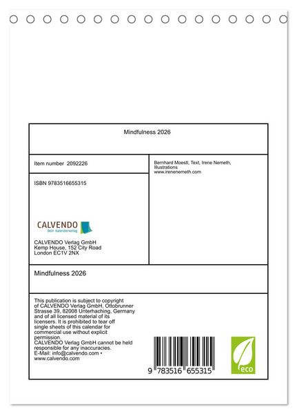 Produktbild: Mindfulness 2026 (Desk Calendar 2026 DIN A5 portrait), CALVENDO 12 Month DeskCalendar