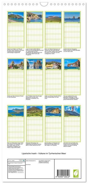 Produktbild: Familienplaner 2027 - Liparische Inseln - Vulkane im Tyrrhenischen Meer mit 5 Spalten (Wandkalender, 21 x 45 cm) CALVENDO