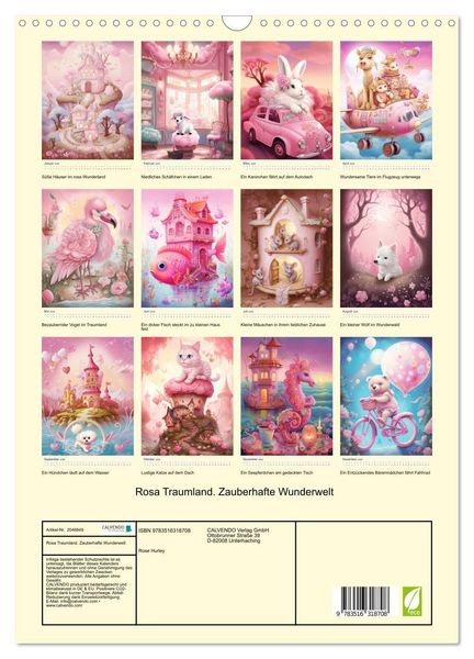 Produktbild: Rosa Traumland. Zauberhafte Wunderwelt (Wandkalender 2026 DIN A3 hoch), CALVENDO Monatskalender