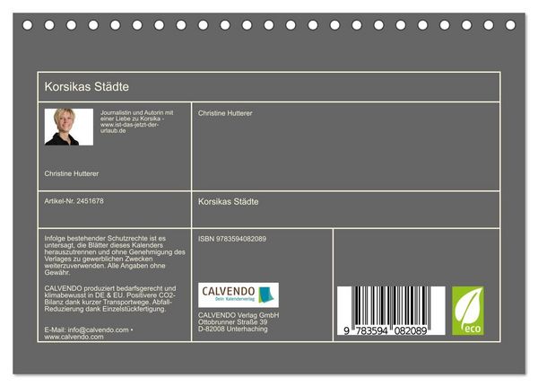 Produktbild: Korsikas St&auml;dte (Tischkalender 2027 DIN A5 quer), CALVENDO Monatskalender