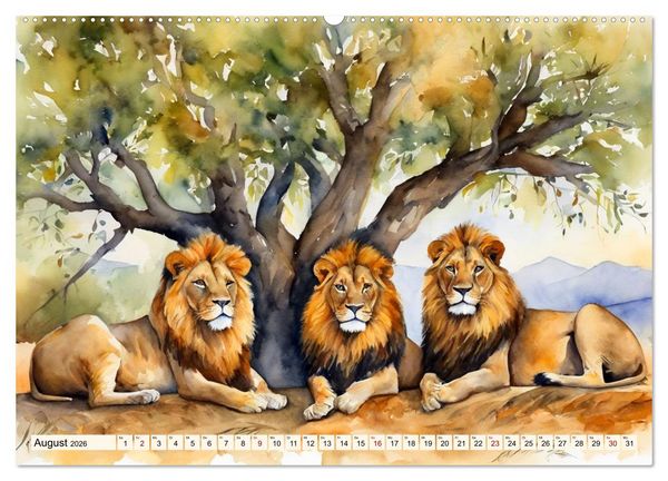 Produktbild: Zauberhafte Aquarelle von Afrikas Tierwelt (hochwertiger Premium Wandkalender 2026 DIN A2 quer), Kunstdruck in Hochglanz