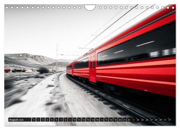 Produktbild: BLITZschnell - Z&uuml;ge und Flugzeuge in Bewegung - Color-Key (Wandkalender 2026 DIN A4 quer), CALVENDO Monatskalender
