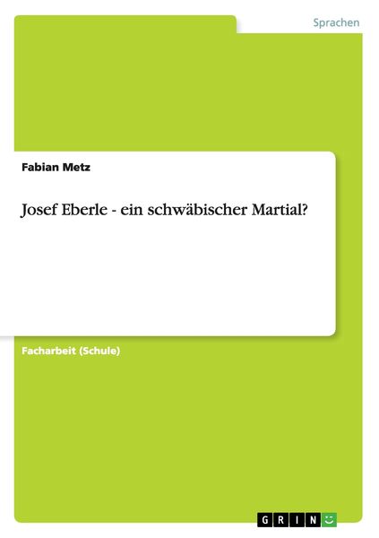 Produktbild: Josef Eberle - ein schw&auml;bischer Martial?