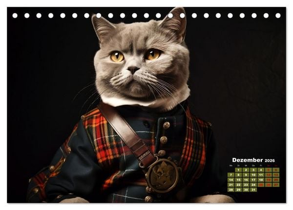 Produktbild: Schottische Katzenhelden (Tischkalender 2026 DIN A5 quer), CALVENDO Monatskalender