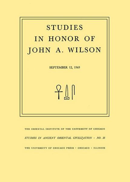 Produktbild: Studies in Honor of John A. Wilson