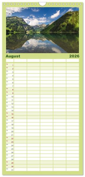 Produktbild: Familienplaner 2026 - Bergwelten mit 5 Spalten (Wandkalender, 21 x 45 cm) CALVENDO