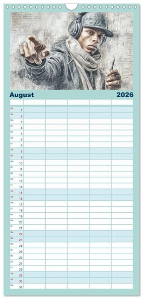 Produktbild: Familienplaner 2026 - Herzschlag in Noten mit 5 Spalten (Wandkalender, 21 x 45 cm) CALVENDO