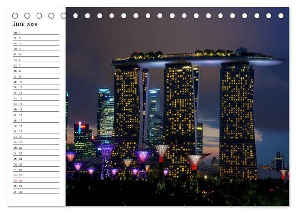 Produktbild: Singapur - Die Farben der Nacht (Tischkalender 2026 DIN A5 quer), CALVENDO Monatskalender