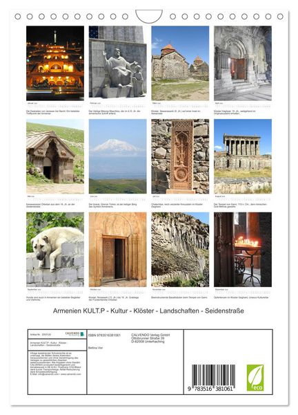 Produktbild: Armenien KULT.P - Kultur - Kl&ouml;ster - Landschaften - Seidenstra&szlig;e (Wandkalender 2026 DIN A4 hoch), CALVENDO Monatskalender