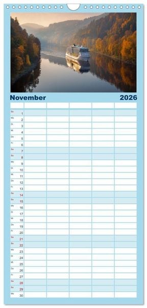 Produktbild: Familienplaner 2026 - Kreuzfahrtschiffe Kalender - Kreuzfahrten und Giganten der Meere mit 5 Spalten (Wandkalender, 21 x 45 cm) CALVENDO
