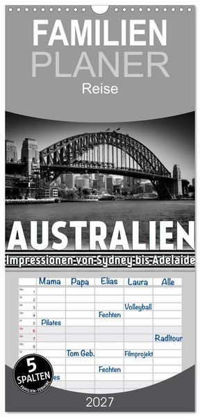 Produktbild: Familienplaner 2027 - AUSTRALIEN Impressionen von Sydney bis Adelaide mit 5 Spalten (Wandkalender, 21 x 45 cm) CALVENDO