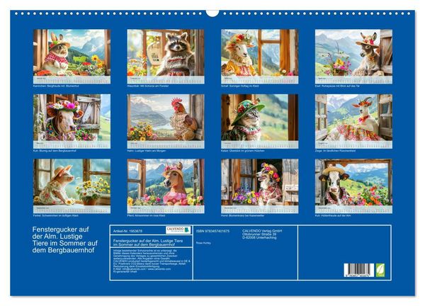 Produktbild: Fenstergucker auf der Alm. Lustige Tiere im Sommer auf dem Bergbauernhof (Wandkalender 2026 DIN A2 quer), CALVENDO Monatskalender