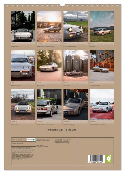 Produktbild: Porsche 944 - Fine Art (Wandkalender 2026 DIN A2 hoch), CALVENDO Monatskalender