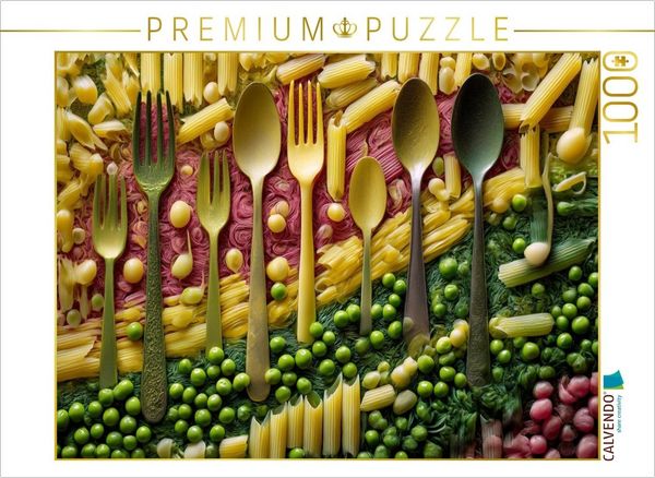 CALVENDO Puzzle Nudelnoten mit Erbsenklang | 1000 Teile Lege-Größe 64x48cm Foto-Puzzle für glückliche Stunden