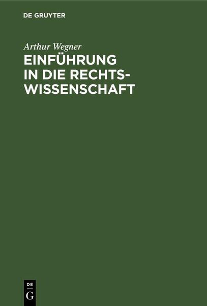 Produktbild: Einf&uuml;hrung in die Rechtswissenschaft