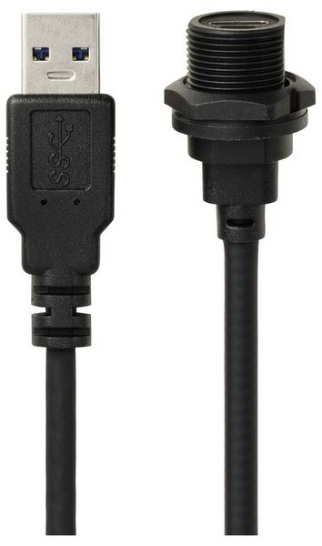 Produktbild: USB-C&reg; 3.0 Buchse auf Stecker IP67 (Gewinde) Kabel 0,5m TC-E10T-FT3-PWF/MU3-NWA-0.5PV-S Wasserdichtes Kunststoffkabel TC-13543604