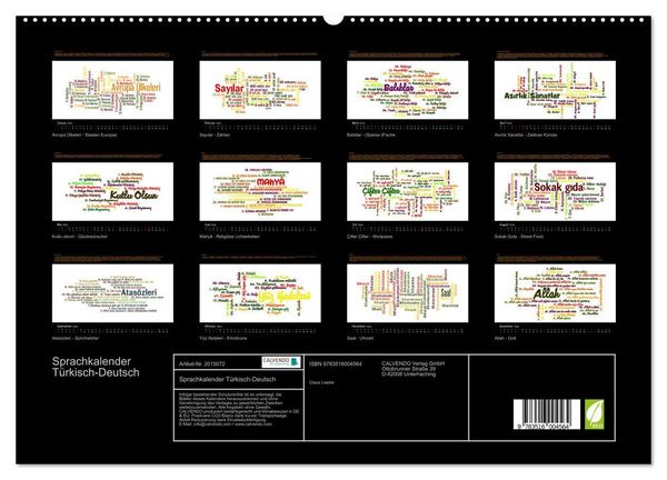 Produktbild: Sprachkalender T&uuml;rkisch-Deutsch (hochwertiger Premium Wandkalender 2026 DIN A2 quer), Kunstdruck in Hochglanz