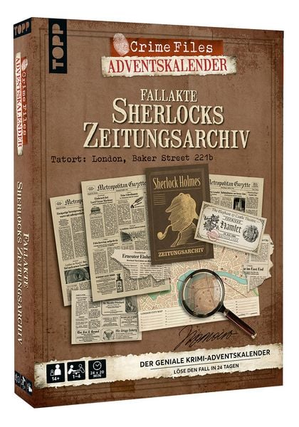 Produktbild: Crime Files &ndash; Fallakte: Sherlocks Zeitungsarchiv. Der geniale Krimi-Adventskalender