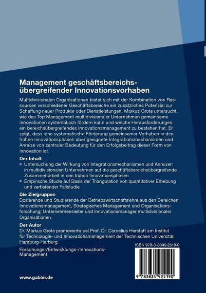 Produktbild: Management gesch&auml;ftsbereichs&uuml;bergreifender Innovationsvorhaben