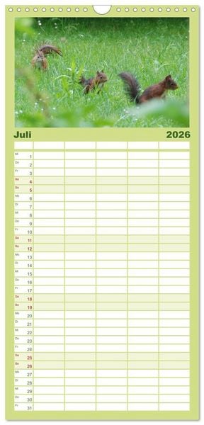 Produktbild: Familienplaner 2026 - Spa&szlig; mit Eichh&ouml;rnchen-Kindern mit 5 Spalten (Wandkalender, 21 x 45 cm) CALVENDO