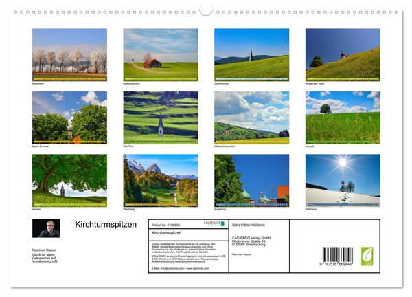 Produktbild: Kirchturmspitzen (hochwertiger Premium Wandkalender 2026 DIN A2 quer), Kunstdruck in Hochglanz