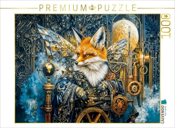 CALVENDO Puzzle Steampunk Fuchs an mystischer Nebelmaschine im Fantasyreich | 1000 Teile Lege-Größe 64x48cm Foto-Puzzle für glückliche Stunden