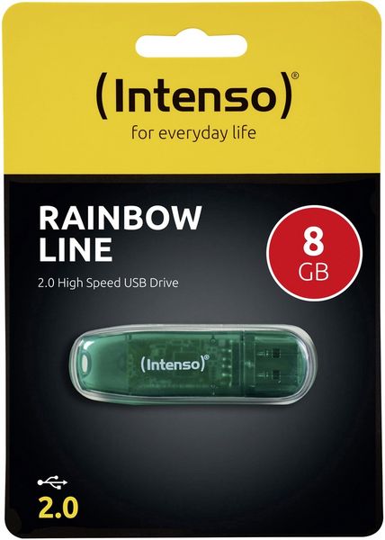 Produktbild: Intenso Rainbow Line USB-Stick 8 GB Gr&uuml;n 3502460 USB-A (USB 2.0)
