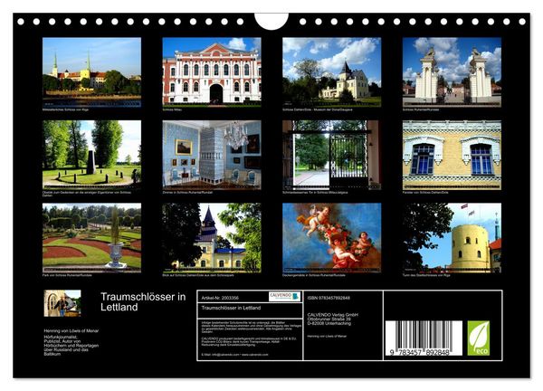 Produktbild: Traumschl&ouml;sser in Lettland (Wandkalender 2026 DIN A4 quer), CALVENDO Monatskalender