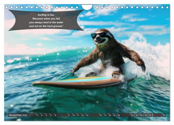 Produktbild: A year of fun with surfing animals (Wall Calendar 2026 DIN A4 landscape), CALVENDO 12 Month Wall Calendar