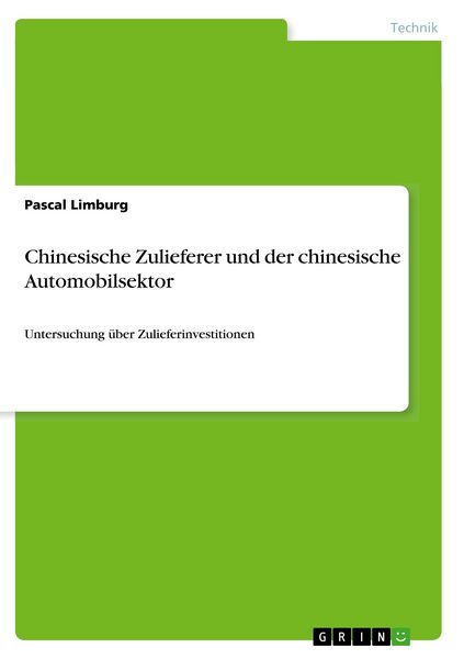 Produktbild: Chinesische Zulieferer und der chinesische Automobilsektor