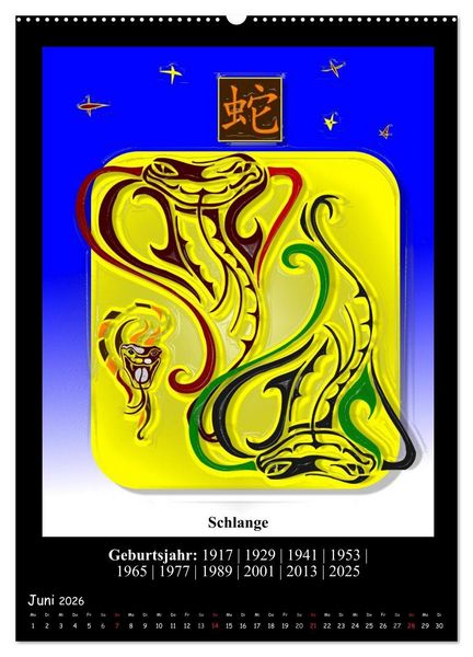 Produktbild: Chinesisches Horoskop (Wandkalender 2026 DIN A2 hoch), CALVENDO Monatskalender
