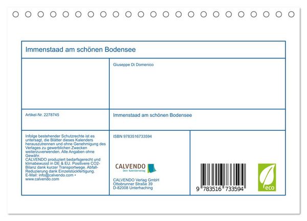 Produktbild: Immenstaad am sch&ouml;nen Bodensee (Tischkalender 2026 DIN A5 quer), CALVENDO Monatskalender