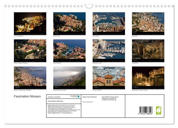 Produktbild: Faszination Monaco (Wandkalender 2026 DIN A3 quer), CALVENDO Monatskalender