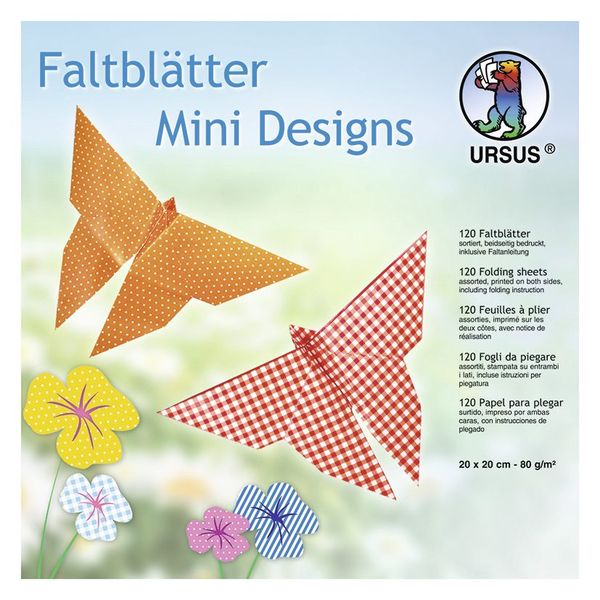 Produktbild: URSUS Falten Faltbl&auml;tter Mini Designs (80 g/m&sup2;, 20 x 20 cm), sortiert
