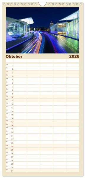 Produktbild: Familienplaner 2026 - Berlin zwischen Tag und Nacht mit 5 Spalten (Wandkalender, 21 x 45 cm) CALVENDO