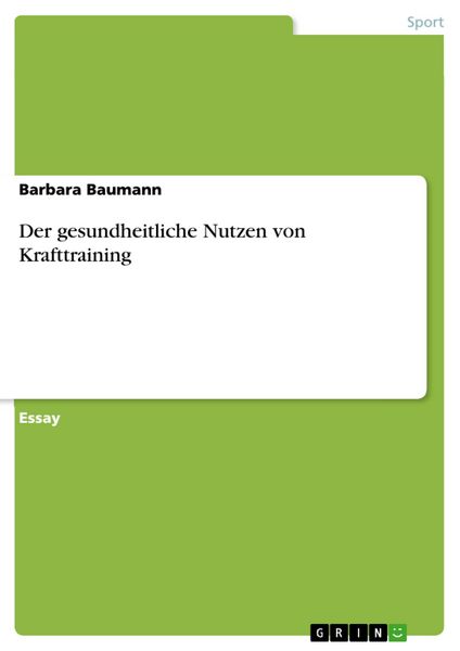 Produktbild: Der gesundheitliche Nutzen von Krafttraining