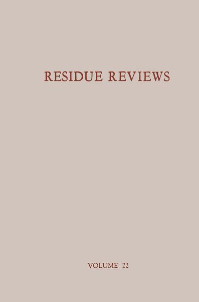 Produktbild: Residue Reviews / R&uuml;ckstands-Berichte