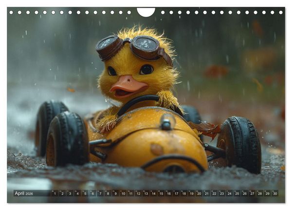 Produktbild: Tierische Rennfahrer - Mit Tieren im Oldtimer durch das Jahr (Wandkalender 2026 DIN A4 quer), CALVENDO Monatskalender