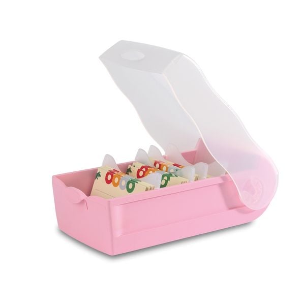 HAN Karteibox CROCO transluzent quer inkl. 100 Karten pastellrosa DIN A7