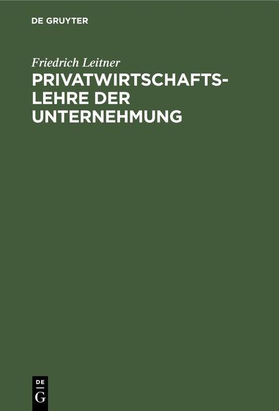 Produktbild: Privatwirtschaftslehre der Unternehmung